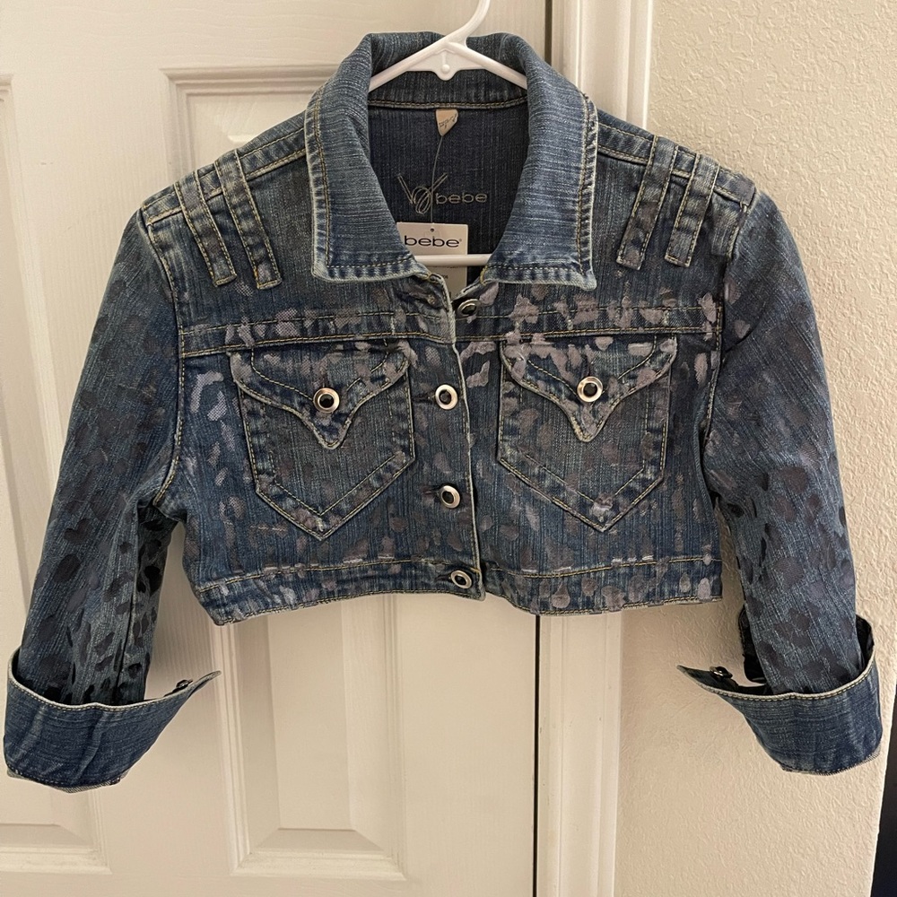 NWT Bebe denim crop jacket